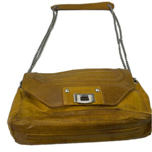 BCBG Maxazria GOLDEN distressed mustard tan butter leather 3 in 1 purse bag